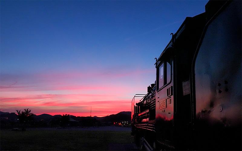 豊後森機関庫公園の夕日